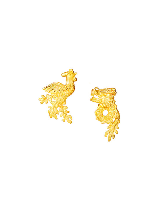 TOMEI Dragon & Phoenix Earrings, Yellow Gold 916