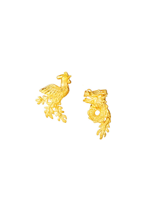 TOMEI Dragon & Phoenix Earrings, Yellow Gold 916