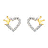 TOMEI Dual- Tone Lusso Italia Heart with Crown Earrings, Yellow Gold 916