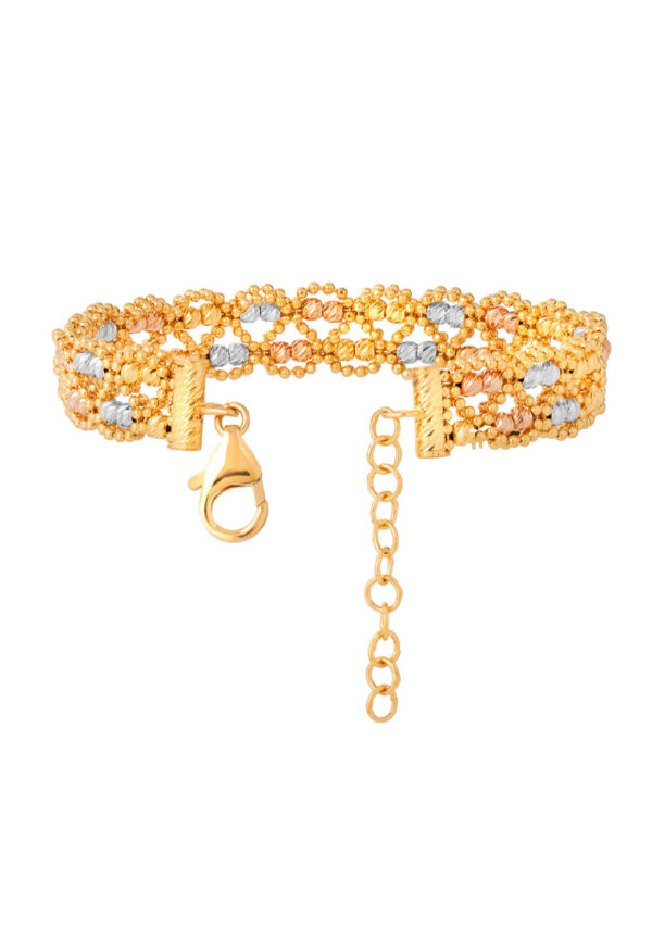 TOMEI Lusso Italia Tri-Tone Beads Bangle, Yellow Gold 916