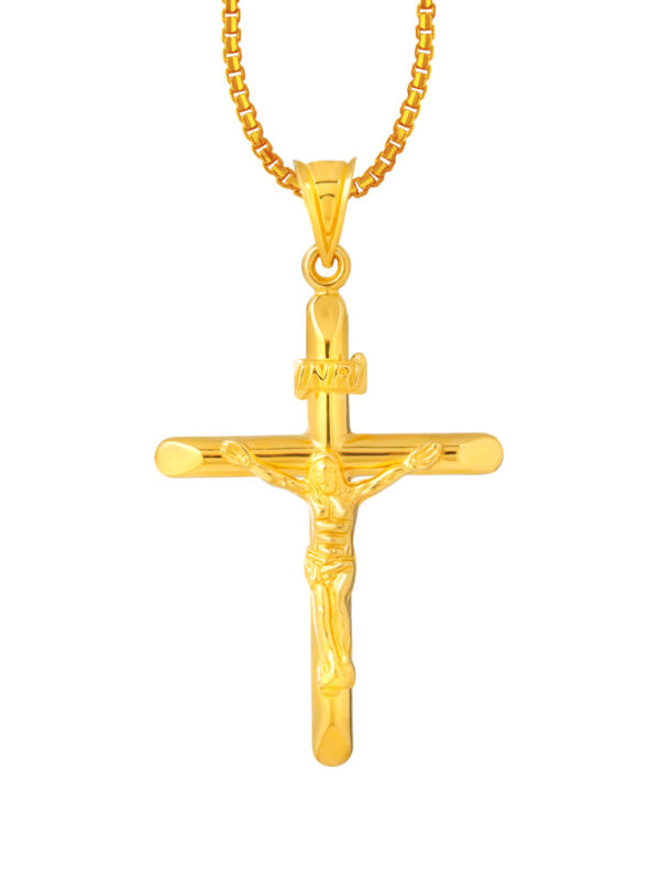 TOMEI Lusso Italia Cross Pendant, Yellow Gold 916