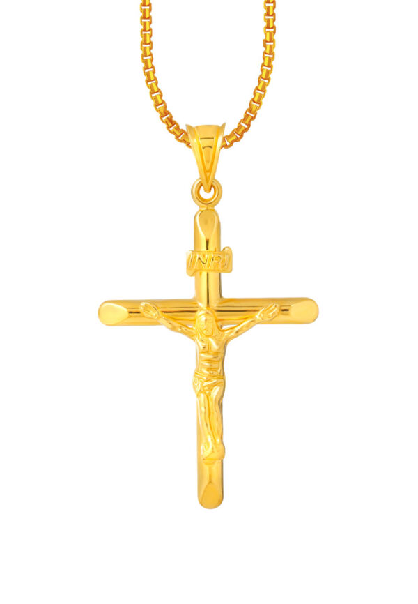 TOMEI Lusso Italia Cross Pendant, Yellow Gold 916