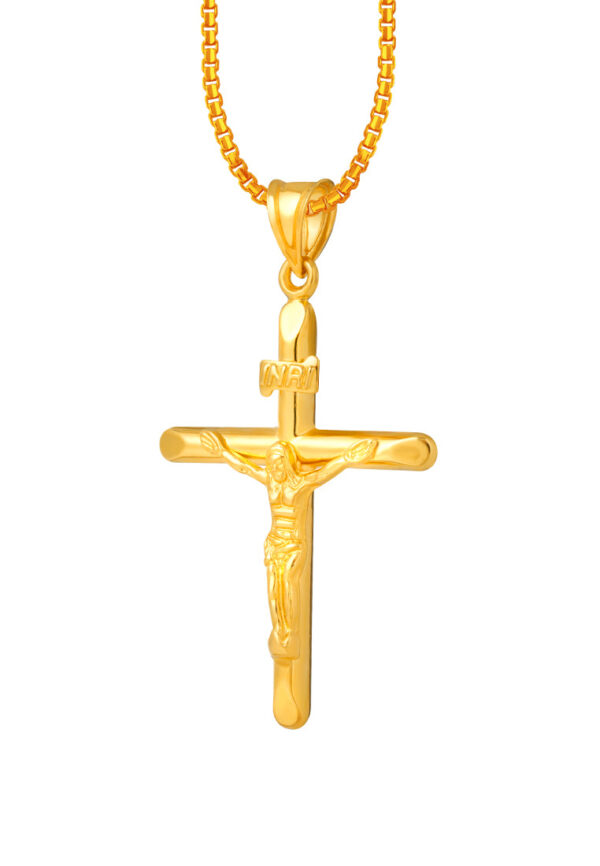 TOMEI Lusso Italia Cross Pendant, Yellow Gold 916