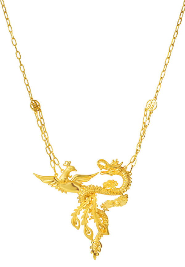 TOMEI Dragon & Phoenix Necklace, Yellow Gold 916