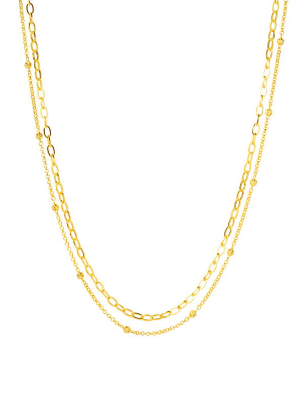 TOMEI Double-Layered Chain Necklace, Yellow Gold 916