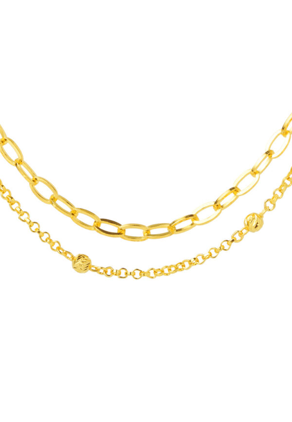TOMEI Double-Layered Chain Necklace, Yellow Gold 916