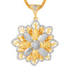 TOMEI Dual-Tone Blooming Flower Pendant, Yellow Gold 916