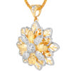 TOMEI Dual-Tone Blooming Flower Pendant, Yellow Gold 916