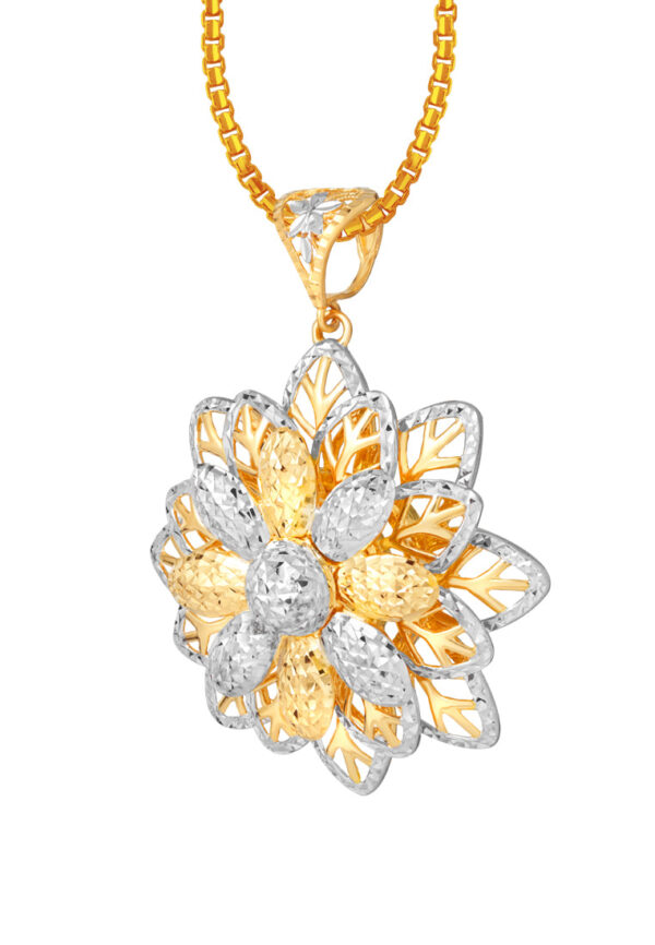 TOMEI Dual-Tone Blooming Flower Pendant, Yellow Gold 916