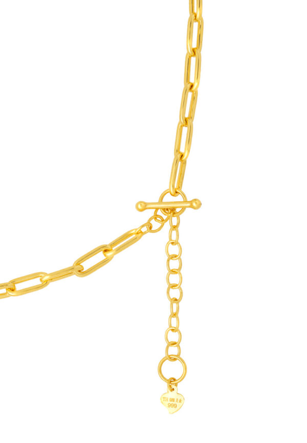 TOMEI Paperclip & Chain Necklace, Yellow Gold 999 (5D)