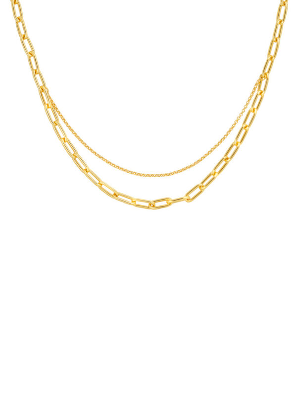 TOMEI Paperclip & Chain Necklace, Yellow Gold 999 (5D)