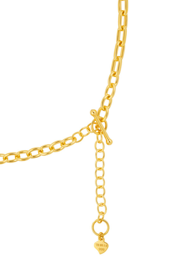 TOMEI Double-Strands Dwi Circles Necklace, Yellow Gold 999 (5D)
