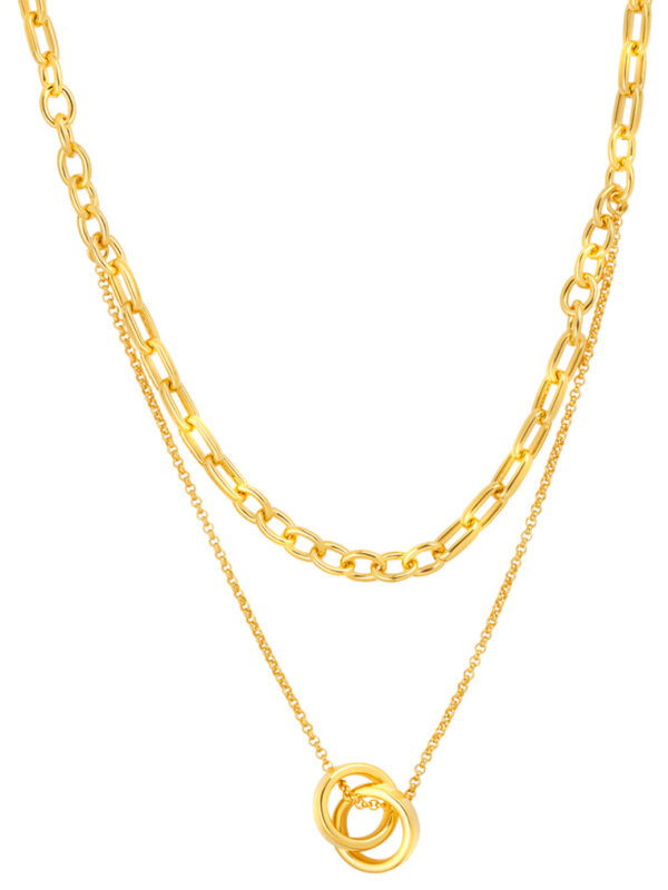 TOMEI Double-Strands Dwi Circles Necklace, Yellow Gold 999 (5D)