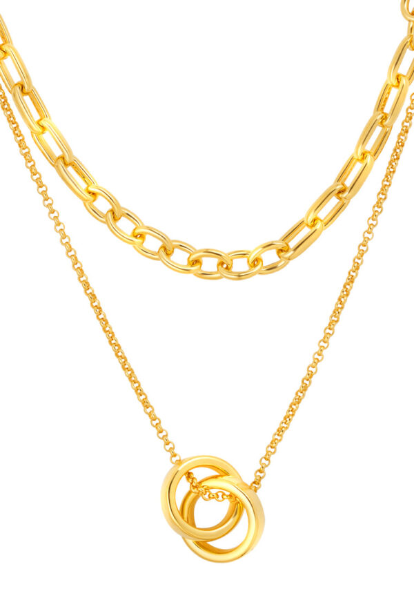 TOMEI Double-Strands Dwi Circles Necklace, Yellow Gold 999 (5D)