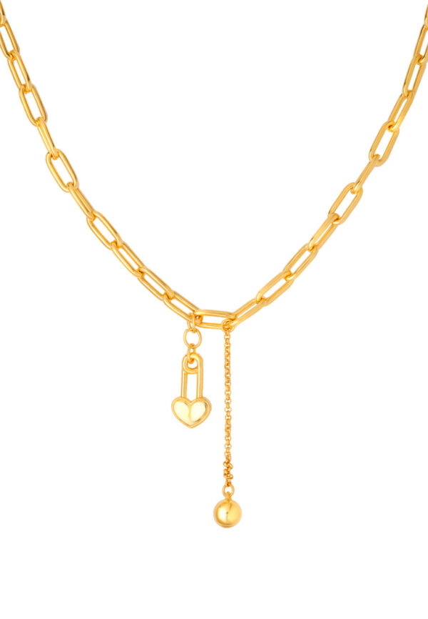 TOMEI Love Pin Necklace, Yellow Gold 999 (5D)