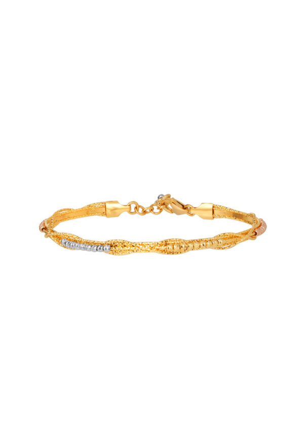 TOMEI Lusso Italia Tri-Tone Slender Bangle, Yellow Gold 916