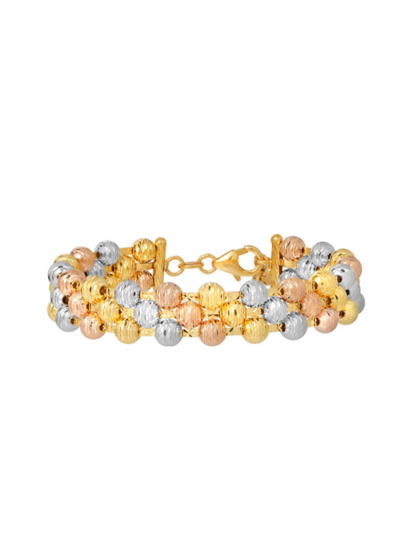 TOMEI Lusso Italia Tri-Tone Layered Bangle, Yellow Gold 916