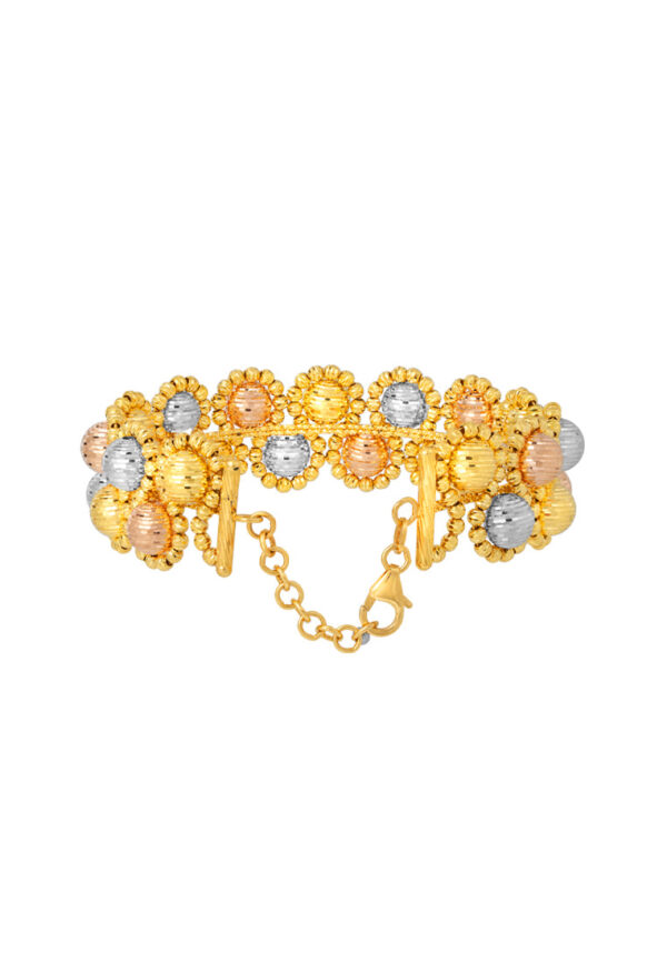TOMEI Lusso Italia Tri-Tone Blooming Bangle, Yellow Gold 916