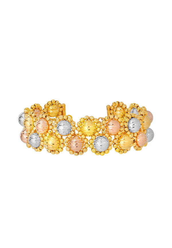 TOMEI Lusso Italia Tri-Tone Blooming Bangle, Yellow Gold 916