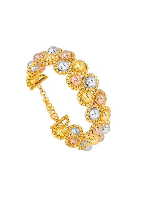 TOMEI Lusso Italia Tri-Tone Blooming Bangle, Yellow Gold 916