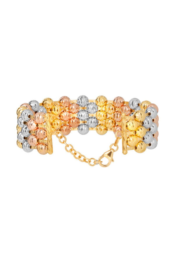 TOMEI Lusso Italia Tri-Tone Layered Beads Bangle, Yellow Gold 916
