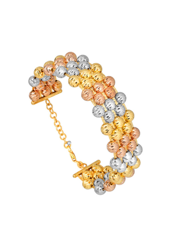 TOMEI Lusso Italia Tri-Tone Layered Beads Bangle, Yellow Gold 916