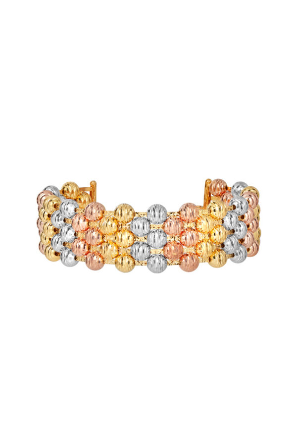 TOMEI Lusso Italia Tri-Tone Layered Beads Bangle, Yellow Gold 916