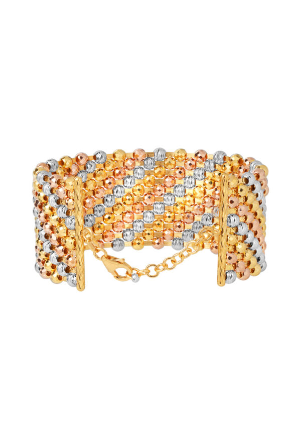 TOMEI Lusso Italia Tri-Tone Luminous Beads Bangle, Yellow Gold 916