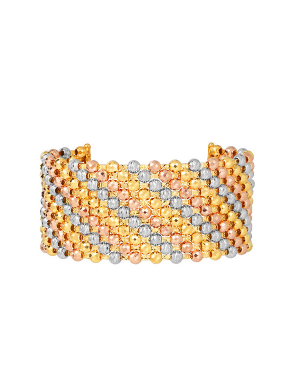 TOMEI Lusso Italia Tri-Tone Luminous Beads Bangle, Yellow Gold 916