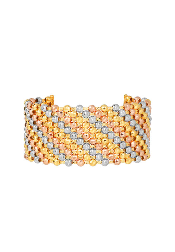 TOMEI Lusso Italia Tri-Tone Luminous Beads Bangle, Yellow Gold 916