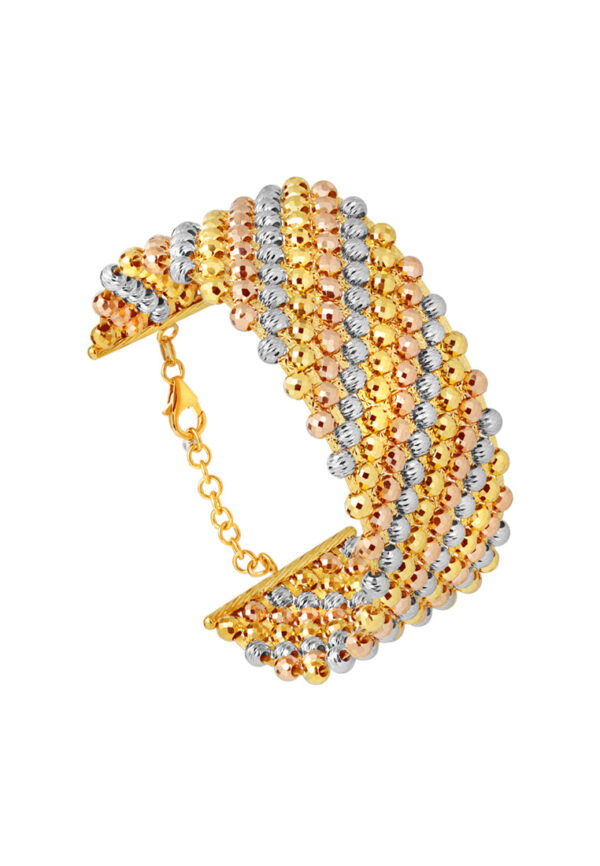 TOMEI Lusso Italia Tri-Tone Luminous Beads Bangle, Yellow Gold 916