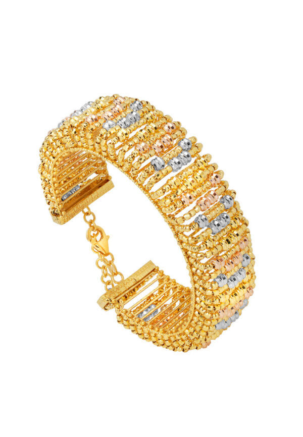 TOMEI Lusso Italia Tri-Tone Bangle, Yellow Gold 916