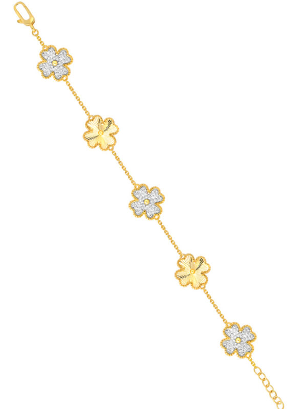 TOMEI Diamond Cut Collection Clover Bracelet, Yellow Gold 916