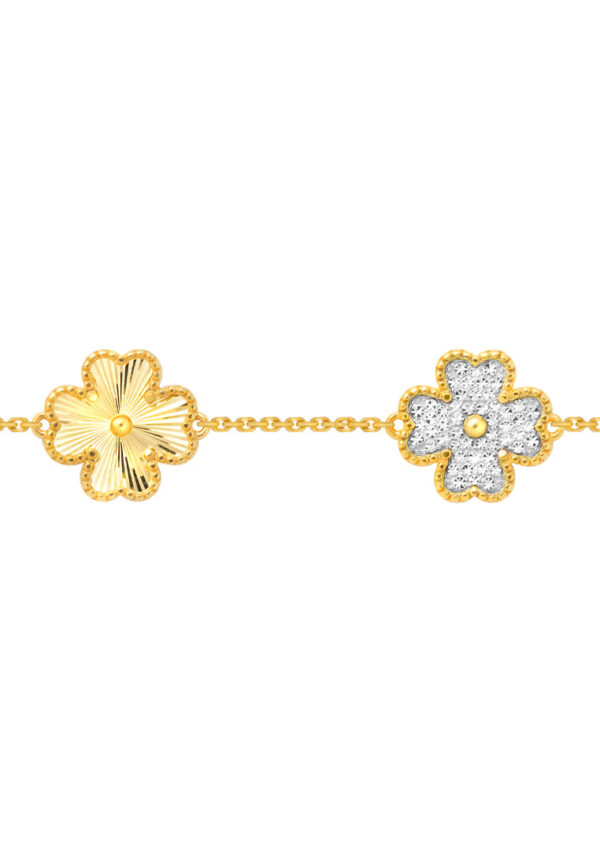 TOMEI Diamond Cut Collection Clover Bracelet, Yellow Gold 916