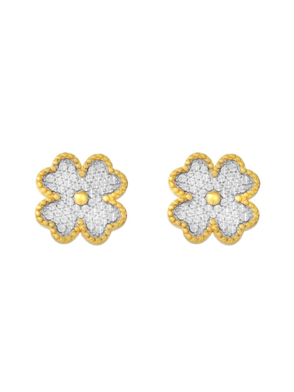 TOMEI Diamond Cut Collection Clover Earrings, Yellow Gold 916