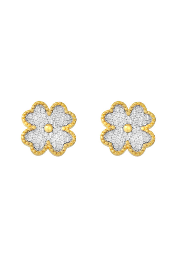TOMEI Diamond Cut Collection Clover Earrings, Yellow Gold 916