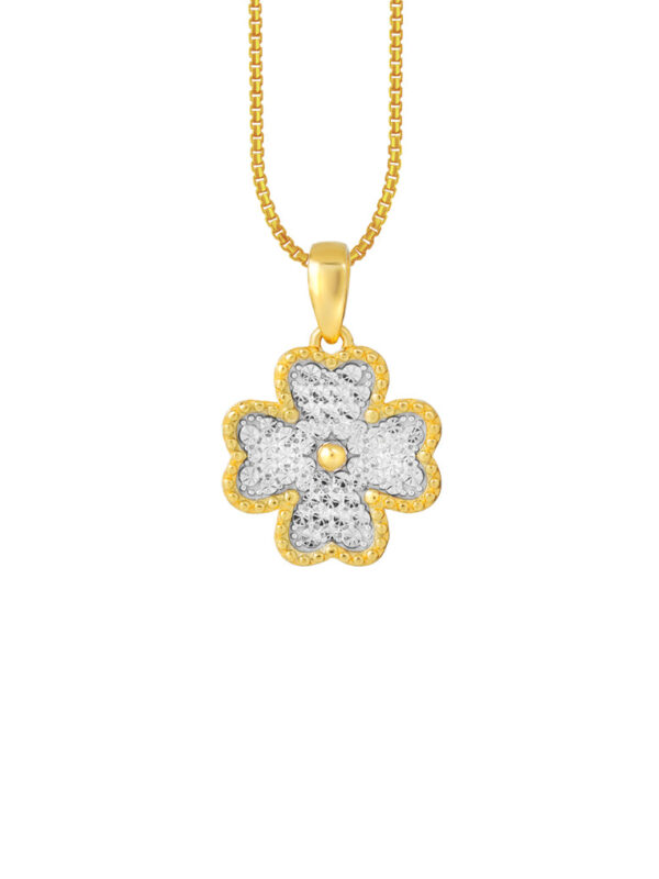 TOMEI Diamond Cut Collection Clover Pendant, Yellow Gold 916