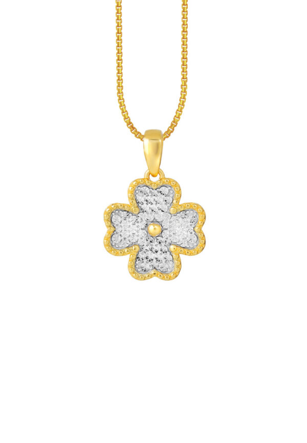 TOMEI Diamond Cut Collection Clover Pendant, Yellow Gold 916