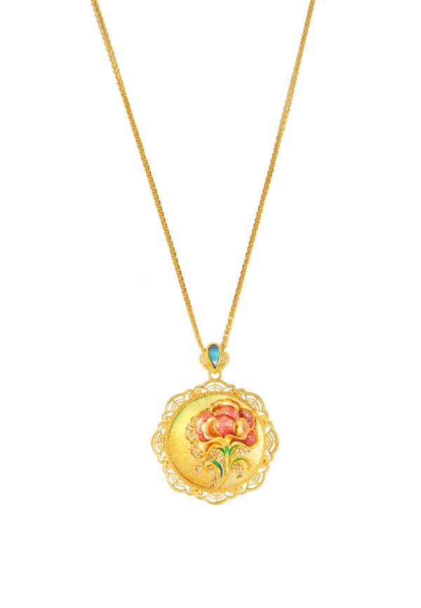 TOMEI Antique Gold Series Flower Necklace, Yellow Gold 999