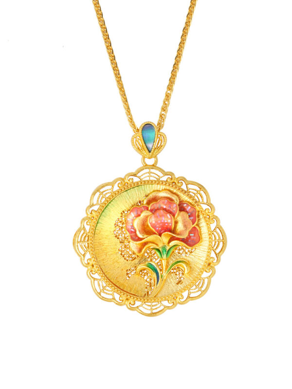 TOMEI Antique Gold Series Flower Necklace, Yellow Gold 999