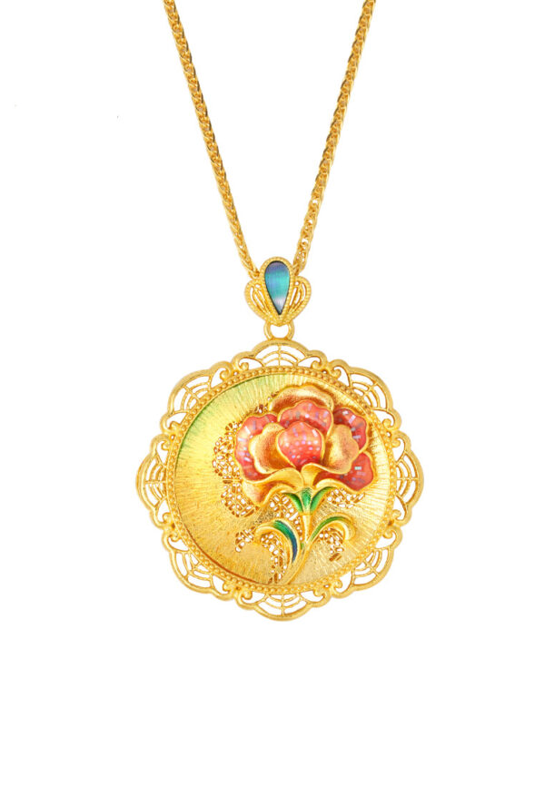 TOMEI Antique Gold Series Flower Necklace, Yellow Gold 999