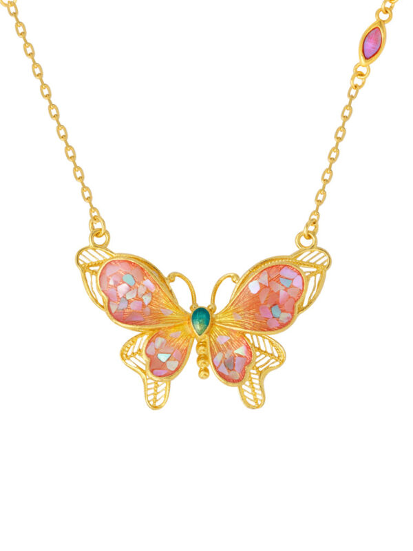 TOMEI Antique Gold Series Butterfly Necklace, Yellow Gold 999