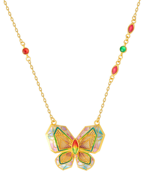 TOMEI Antique Gold Series Butterfly Necklace, Yellow Gold 999