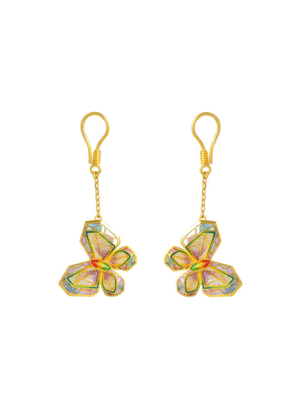 TOMEI Antique Gold Series Butterfly Earrings, Yellow Gold 999