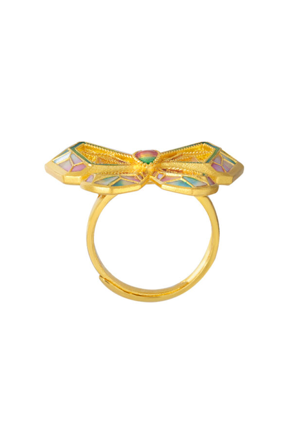 TOMEI Antique Gold Series Butterfly Ring, Yellow Gold 999