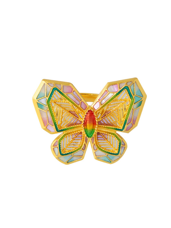 TOMEI Antique Gold Series Butterfly Ring, Yellow Gold 999