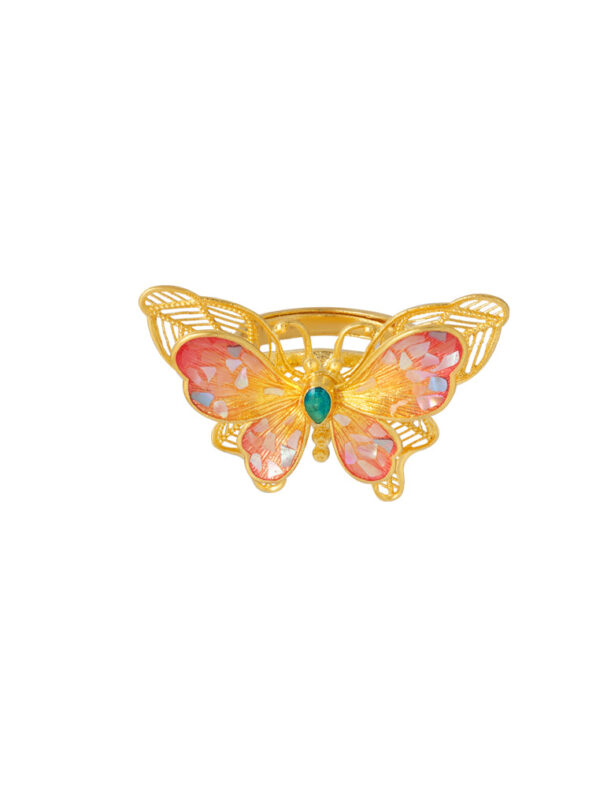 TOMEI Antique Gold Series Butterfly Ring, Yellow Gold 999
