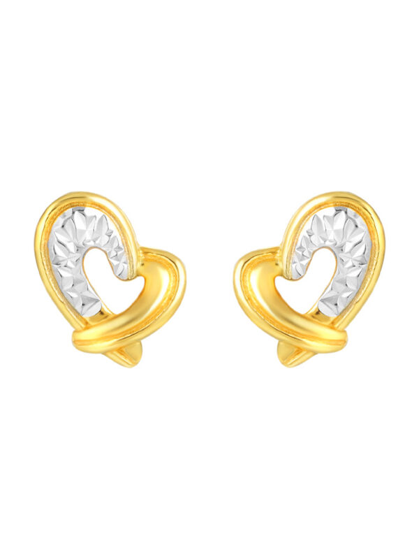 TOMEI Dual-Tone Heart Shape Earrings, Yellow Gold 916