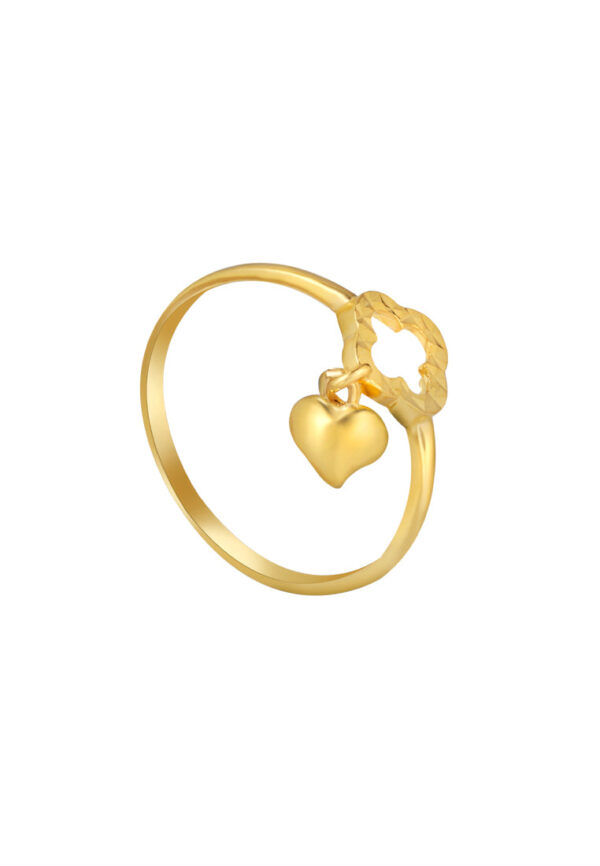 TOMEI Clovery Heart Ring, Yellow Gold 916