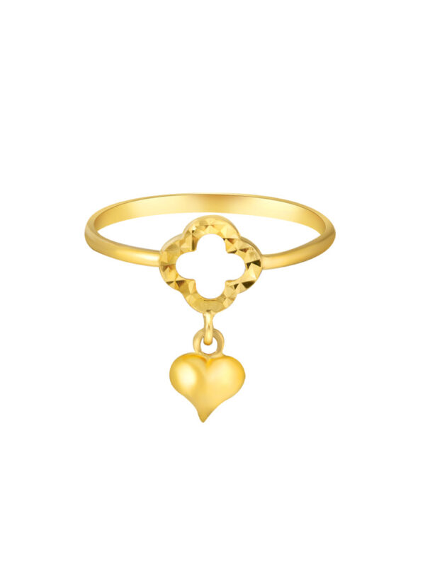 TOMEI Clovery Heart Ring, Yellow Gold 916